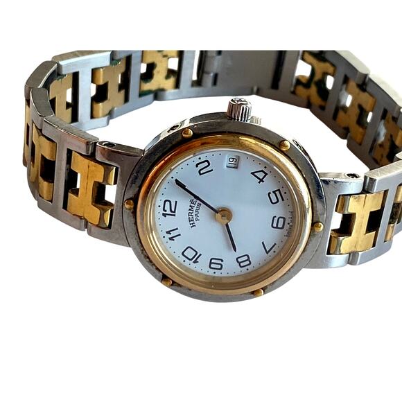 Hermès Clipper Two-Tone Stainless Steel & Gold Watch 6 - Picture 5 of 12